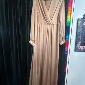 Missguided Beige Long Sleeve Maxi Dress